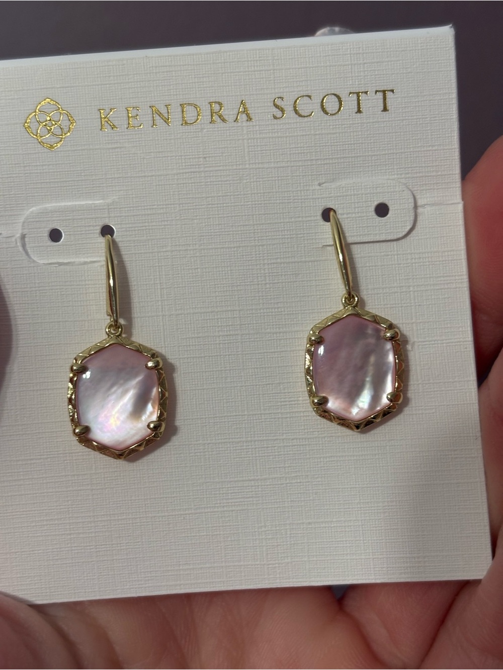 Kendra Scott Rose Mother-of-Pearl Gold Drop Earrings
